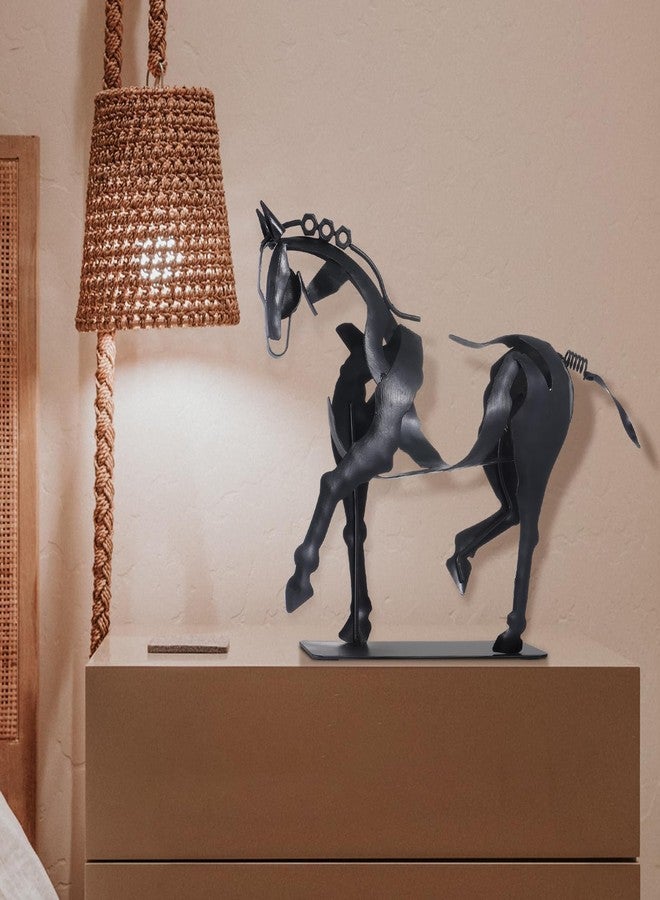 SunBlogs Art Handmade Horse Statue - Unique Rustic Decor for Office & Home - Hand-Painted Metal Sculpture - Perfect Handicraft Gift for Horse Lovers (Black) - Image 3