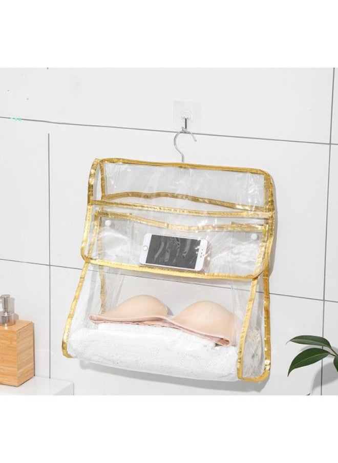 Transparent Bathroom Storage Bag Bathroom Bath Clothes Towel Storage Bag Thickened PVC Waterproof Storage Hanging Bag Size: 39*37*17cm  - Image 4