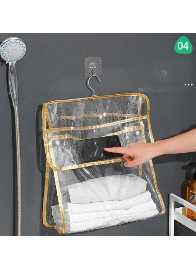 Transparent Bathroom Storage Bag Bathroom Bath Clothes Towel Storage Bag Thickened PVC Waterproof Storage Hanging Bag Size: 39*37*17cm  - Image 1