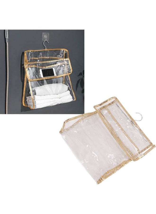 Transparent Bathroom Storage Bag Bathroom Bath Clothes Towel Storage Bag Thickened PVC Waterproof Storage Hanging Bag Size: 39*37*17cm  - Image 5