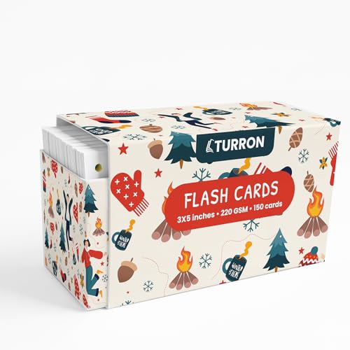 Turron Premium Blank Index Flash Cards | Punched with Binder Rings for Study, Notes & Revision (150, White, 3 x 5 Inch, Dotted) - Image 3