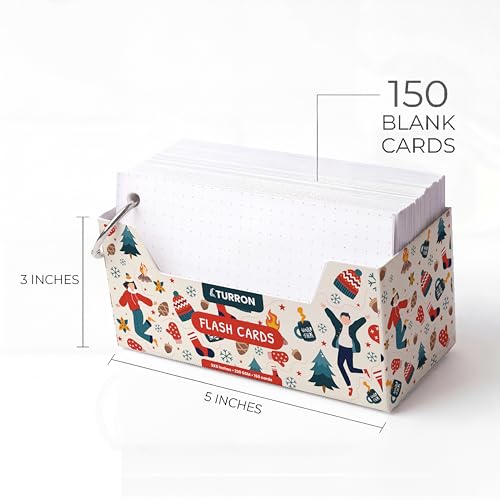Turron Premium Blank Index Flash Cards | Punched with Binder Rings for Study, Notes & Revision (150, White, 3 x 5 Inch, Dotted) - Image 2