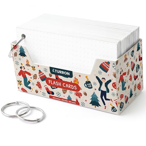 Turron Premium Blank Index Flash Cards | Punched with Binder Rings for Study, Notes & Revision (150, White, 3 x 5 Inch, Dotted) - Image 1