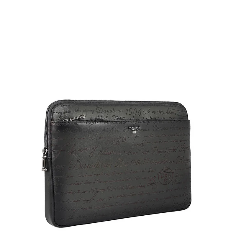 Da Milano  Signato Leather Laptop Sleeve - Grey  | Best Price UAE