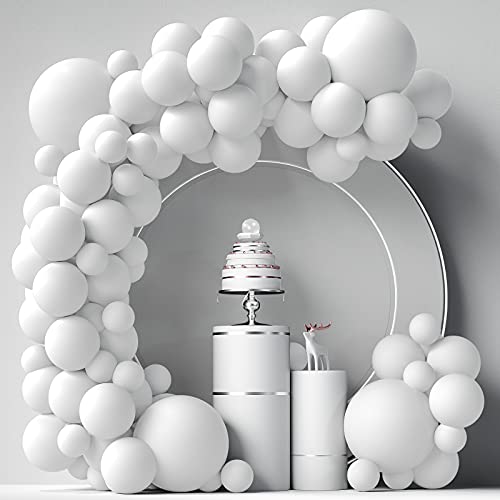 LYVEEF White Balloons Garland Arch Kit 84 pcs 5 12 18 inch Pastel Balloons for Happy Birthday Baby Shower Wedding Decorations - Image 1