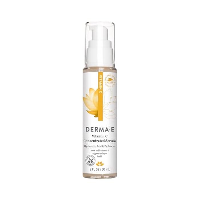 derma-e DERMA E Vitamin C Concentrated Serum, 2 Oz, with Hyaluronic Acid, Vitamin E & Aloe, All Natural, Antioxidant-Rich Concentrated Formula, Hydrating & Brightening Vitamin C Face Serum - Image 1