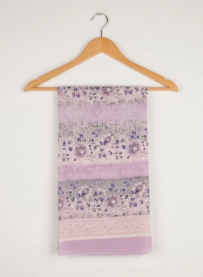 عبايات لمحة طرحة شيفون مطبوعة – ليلاك زهري ناعم