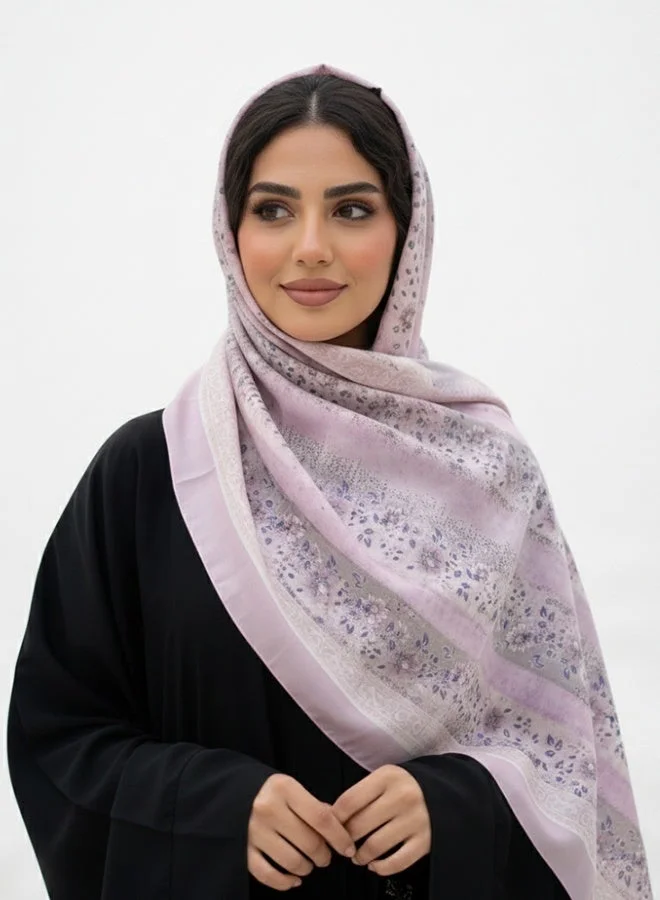 عبايات لمحة طرحة شيفون مطبوعة – ليلاك زهري ناعم