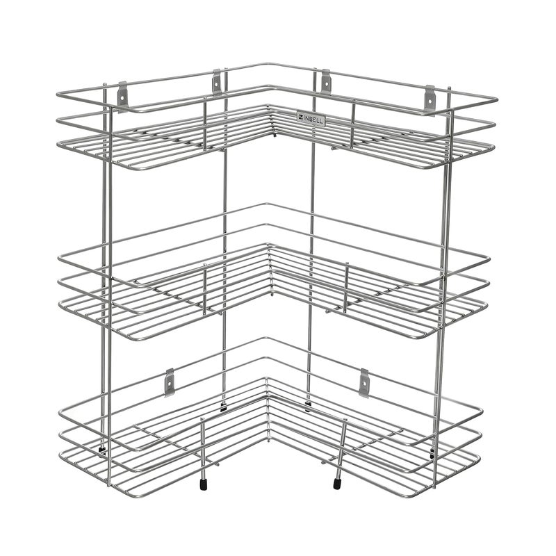 ZINBELL Wrolavi Stainless Steel Storage Rack 3 Shelf L Corner - Image 3
