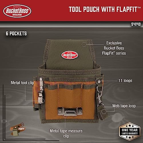 Bucket Boss - Tool Pouch with FlapFit, Pouches - Original Series (54140) , Brown - Image 2