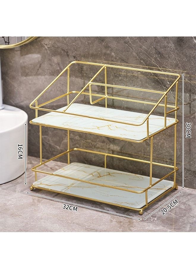 ZCM-HAPPY - Bathroom Double Layer Storage Rack Cosmetic Toiletries Storage Rack - Image 1