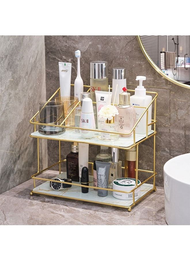 ZCM-HAPPY - Bathroom Double Layer Storage Rack Cosmetic Toiletries Storage Rack - Image 1