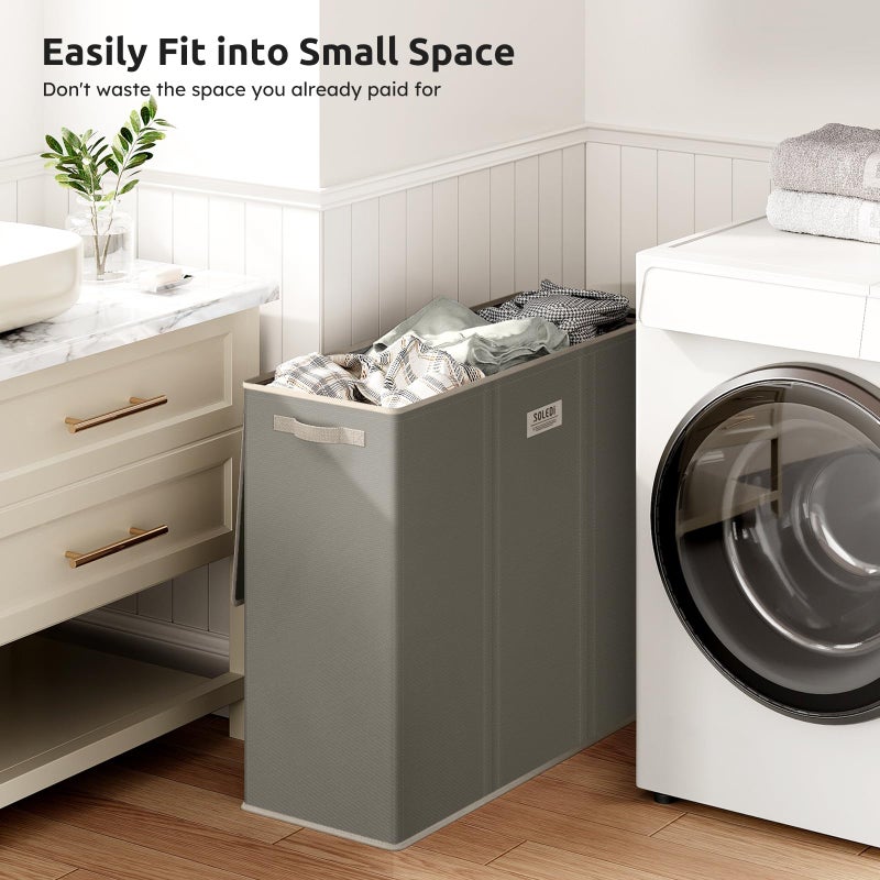 SOLEDI 180L 3-Section Laundry Hamper with Lid, Extra Large Dirty Clothes Basket with Sturdy Handles for Laundry Room & Bedroom - Durable Organizer for Sorting Laundry - Image 5