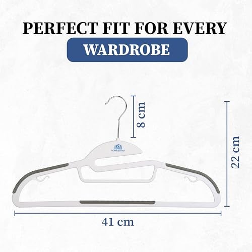 Homestrap Anti-Slip S-Shaped Plastic Hanger Pack of 10 | 4 in 1 Organizer Hanger | 360° Swivel Hook, Accessory bar, Pant bar, Non-Slip Grips & Strap Hooks| Jackets, Shirts, Camisole, Dresses & Suits - Image 2