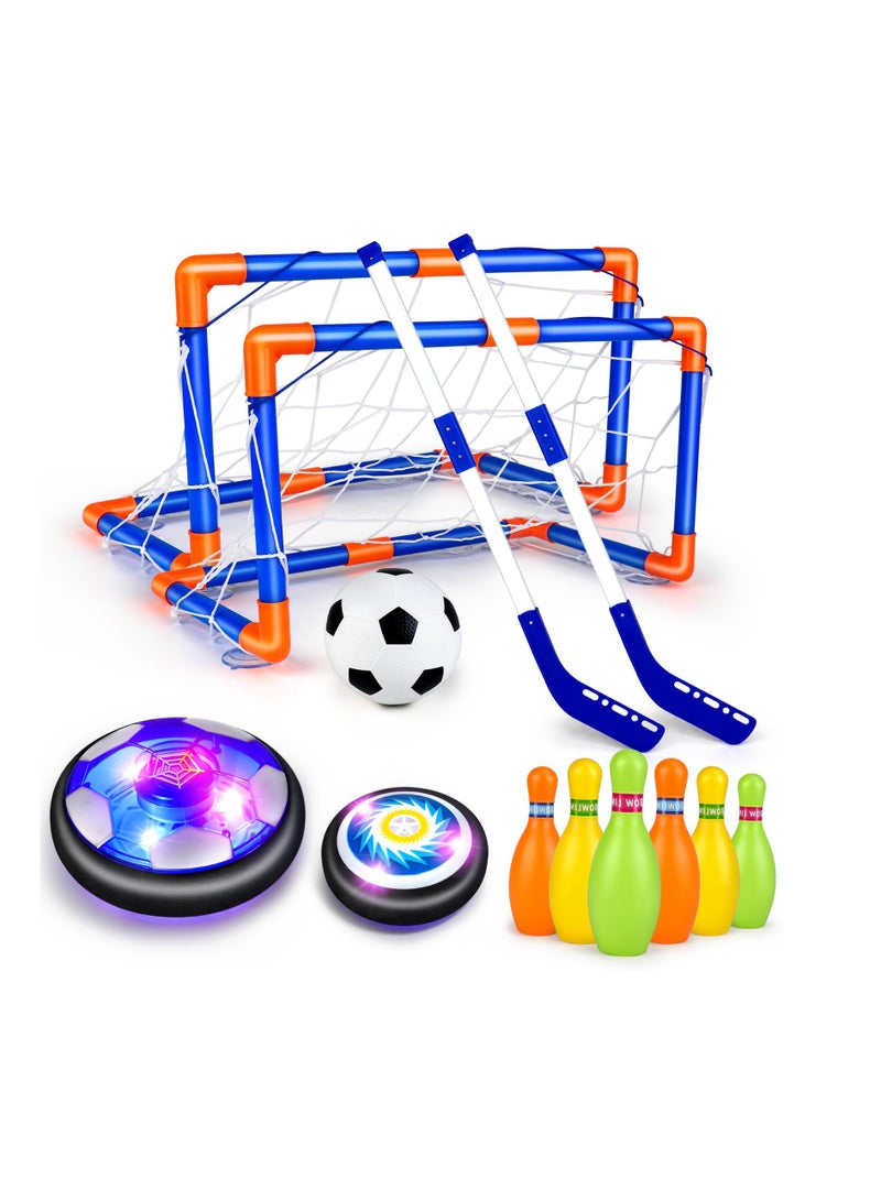Excefore Hover Soccer Ball, Indoor Outdoor Soccer Ball, 4-In-1 Air Floating Soccer Toy Set, Rechargeable Hover Soccer and Hockey Ball with LED Light, Sport Toys for kids ages 4-12 - Image 1