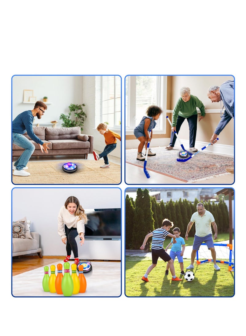 Excefore Hover Soccer Ball, Indoor Outdoor Soccer Ball, 4-In-1 Air Floating Soccer Toy Set, Rechargeable Hover Soccer and Hockey Ball with LED Light, Sport Toys for kids ages 4-12 - Image 2