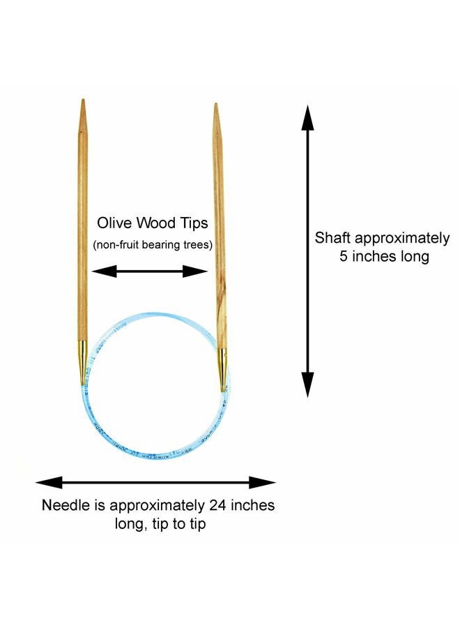 addi Knitting Needles Circular Olive Wood Blue Cord 24 inch (60cm) US 11 (8.0mm) Bundle with 10 Artsiga Crafts Stitch Markers - Image 3