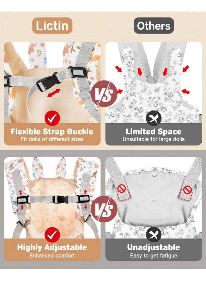 Lictin Baby Doll Carrier, Front and Back Doll Accessories Carrier for Little Girls, with Adjustable Straps for Stuffed Animal Reborn Baby Doll - Image 4