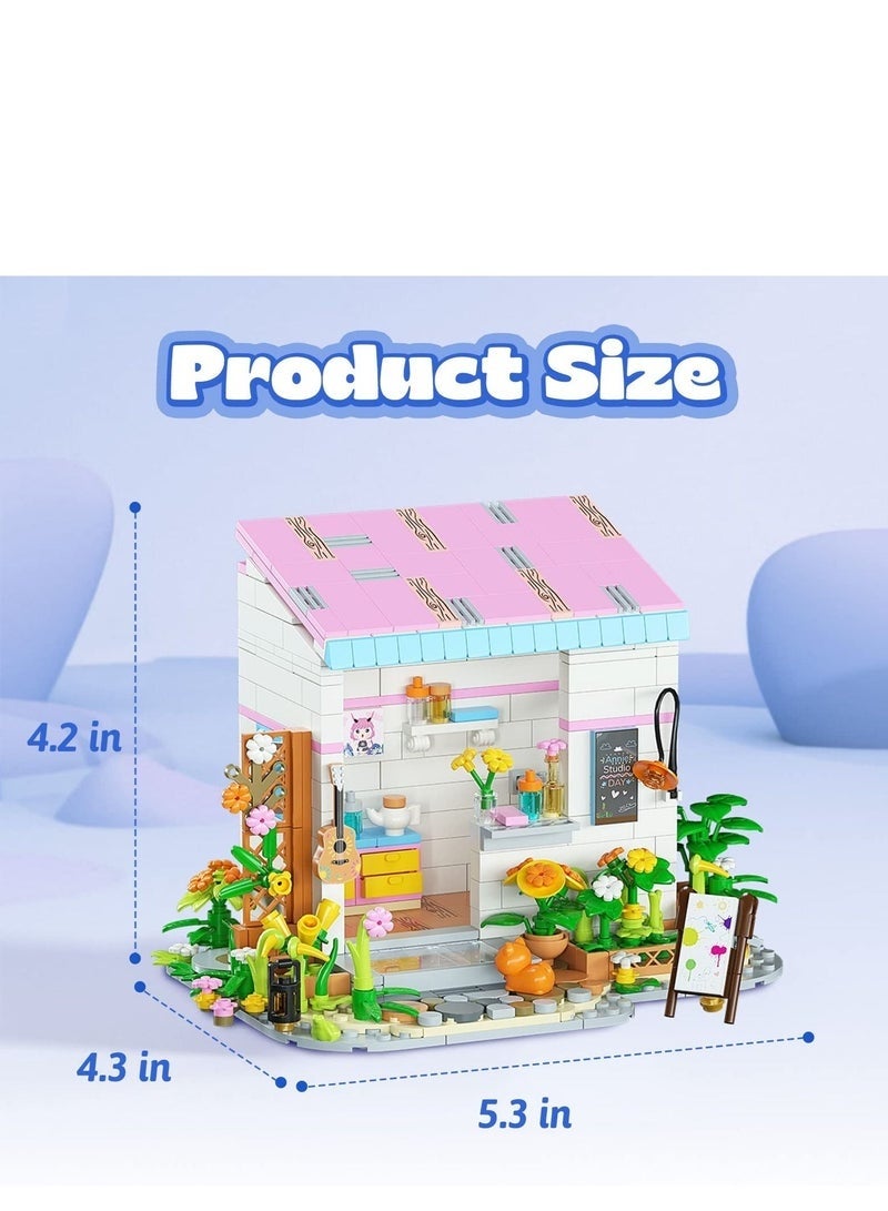 Friends Flowers House Building Block Sets, Micro Mini Building Blocks Sets Annie’s Studio Building Bricks Kit Friends Sets for Girls 6-12 8-12, 585pcs 6.29(l) 4.1 (w) 4.5(h) inch - Image 2