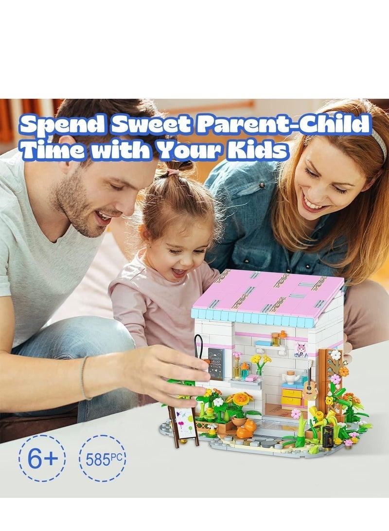 Friends Flowers House Building Block Sets, Micro Mini Building Blocks Sets Annie’s Studio Building Bricks Kit Friends Sets for Girls 6-12 8-12, 585pcs 6.29(l) 4.1 (w) 4.5(h) inch - Image 4
