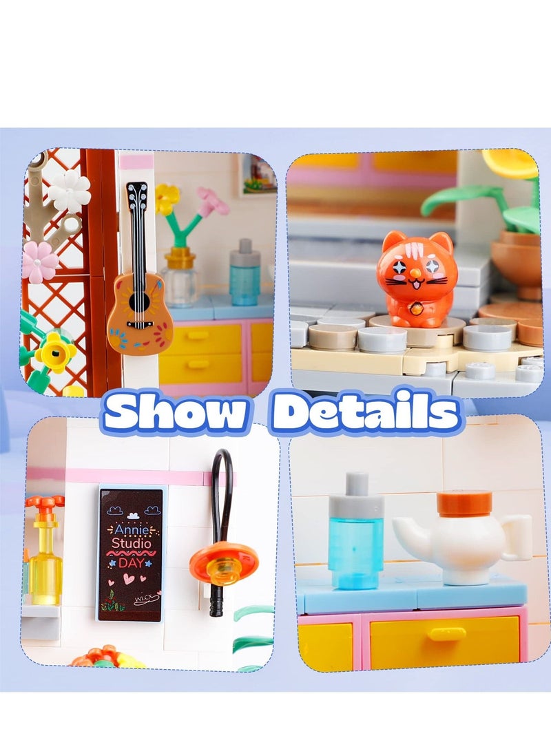 Friends Flowers House Building Block Sets, Micro Mini Building Blocks Sets Annie’s Studio Building Bricks Kit Friends Sets for Girls 6-12 8-12, 585pcs 6.29(l) 4.1 (w) 4.5(h) inch - Image 3