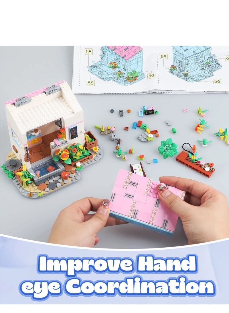 Friends Flowers House Building Block Sets, Micro Mini Building Blocks Sets Annie’s Studio Building Bricks Kit Friends Sets for Girls 6-12 8-12, 585pcs 6.29(l) 4.1 (w) 4.5(h) inch - Image 5