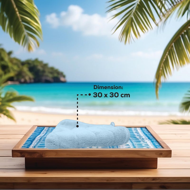 HOUSSE Microfiber Face Towel - 30 x 30 cm, Super Soft Coral Fleece, Quick-Dry & Highly Absorbent with Hook - Perfect for Men & Women (Blue) - Image 2