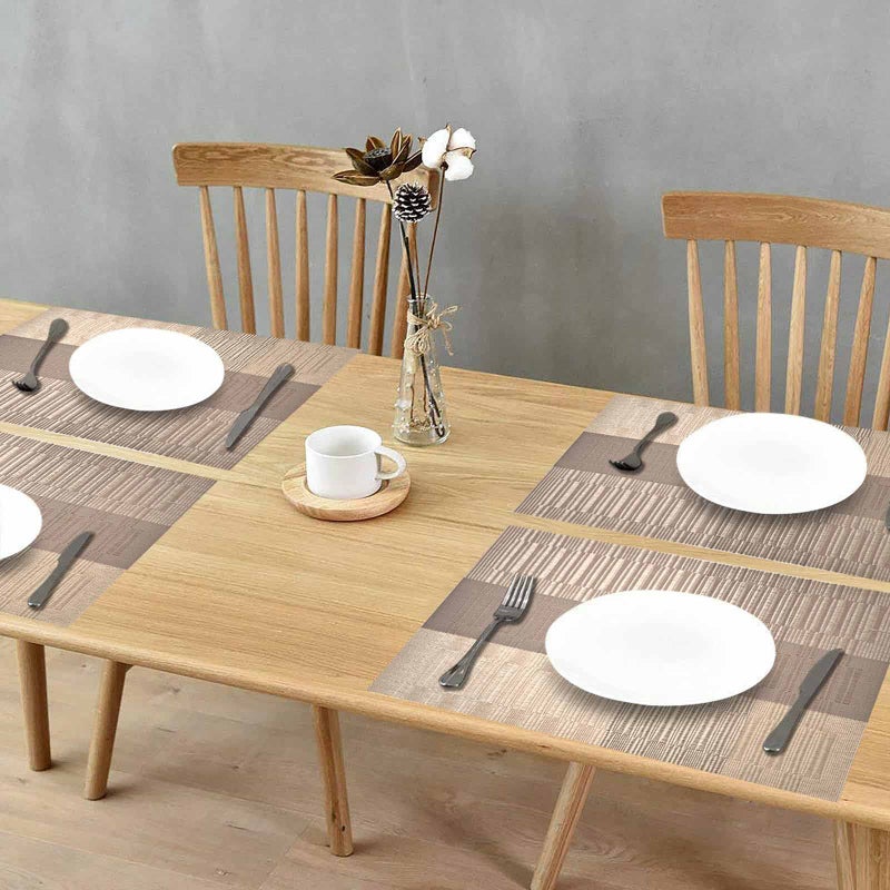 GIVERARE Placemats Set of 4, Heat-Resistant Woven Vinyl Placemat, Non-Slip Washable PVC Table Mat, Easy to Clean Premium Plastic Mats for Dining, Kitchen Table (Khaki) - Image 5