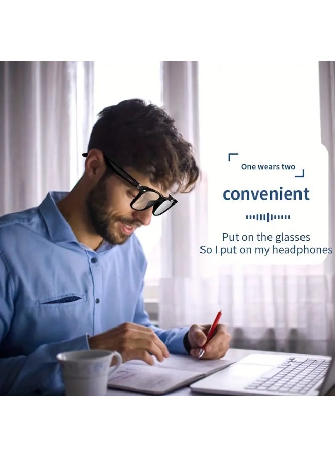 general Smart Glasses; Blue Light Filtering & Polarized glass Lenses - Low Latency Audio - Built-in Mic & Speakers - Touch & AI Voice Assistant Compatible - 5hrs Battery - Rectangle/Large - Image 2