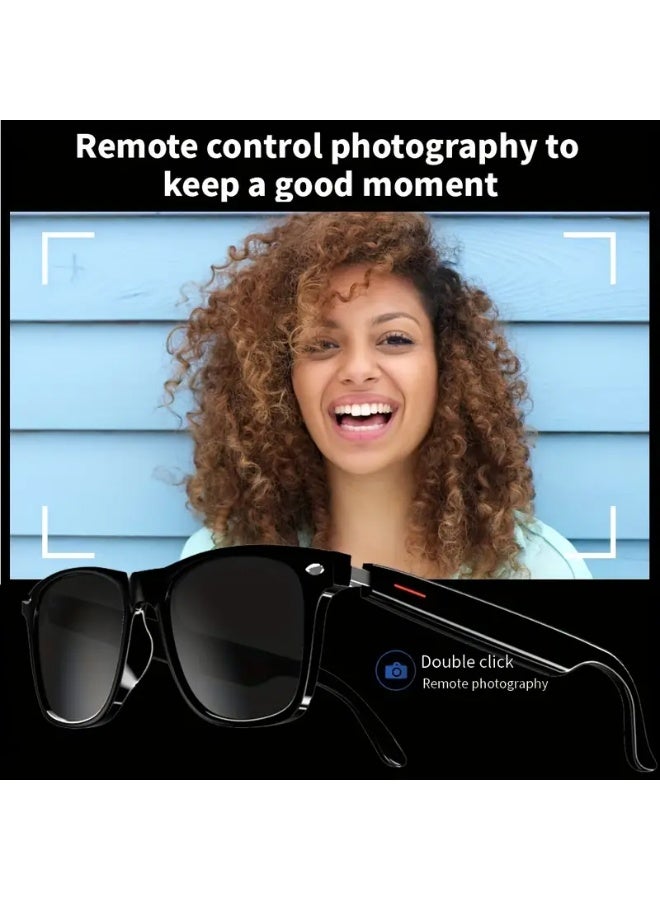 general Smart Glasses; Blue Light Filtering & Polarized glass Lenses - Low Latency Audio - Built-in Mic & Speakers - Touch & AI Voice Assistant Compatible - 5hrs Battery - Rectangle/Large - Image 5