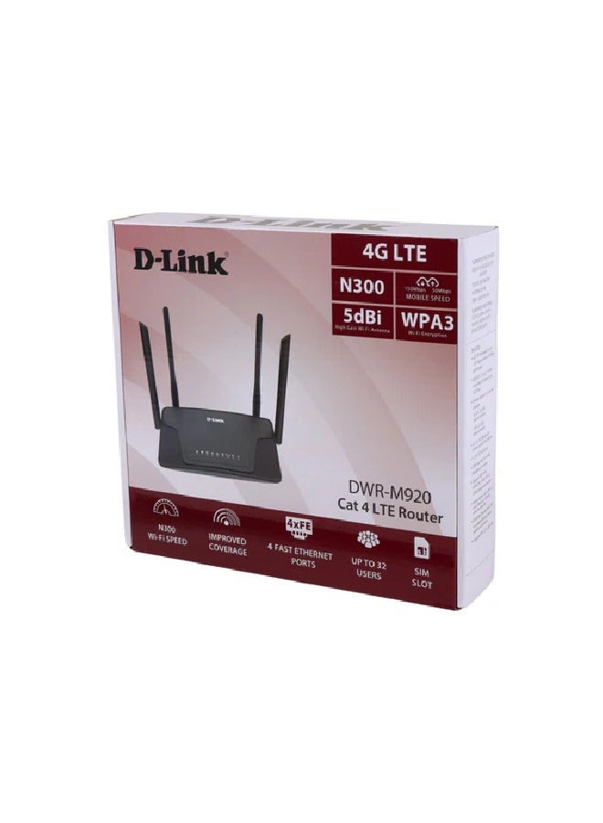 D-Link Wireless LTE 4G N300 Router - DWR-M920 black - Image 3