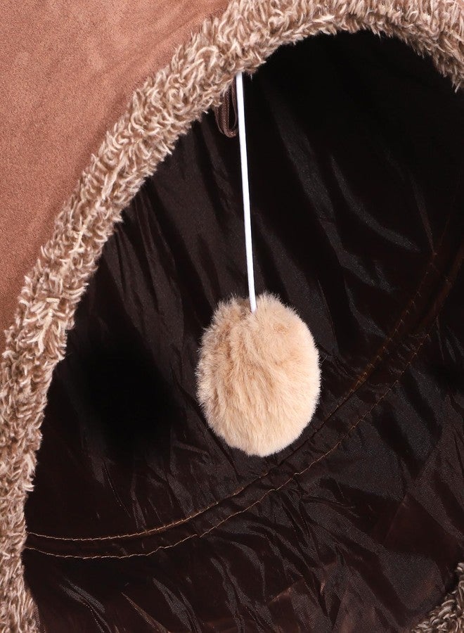 ZENFUN 51"x 12" Collasiple Cat Play Tunnel, Cats Tubes and Tunnels, Cat Foldable Hide and Seek Tunnel Toy, Brown Suede Pet Tube Toy for Rabbits, Ferrets, Puppy, Diameter 12 Inch - Image 4