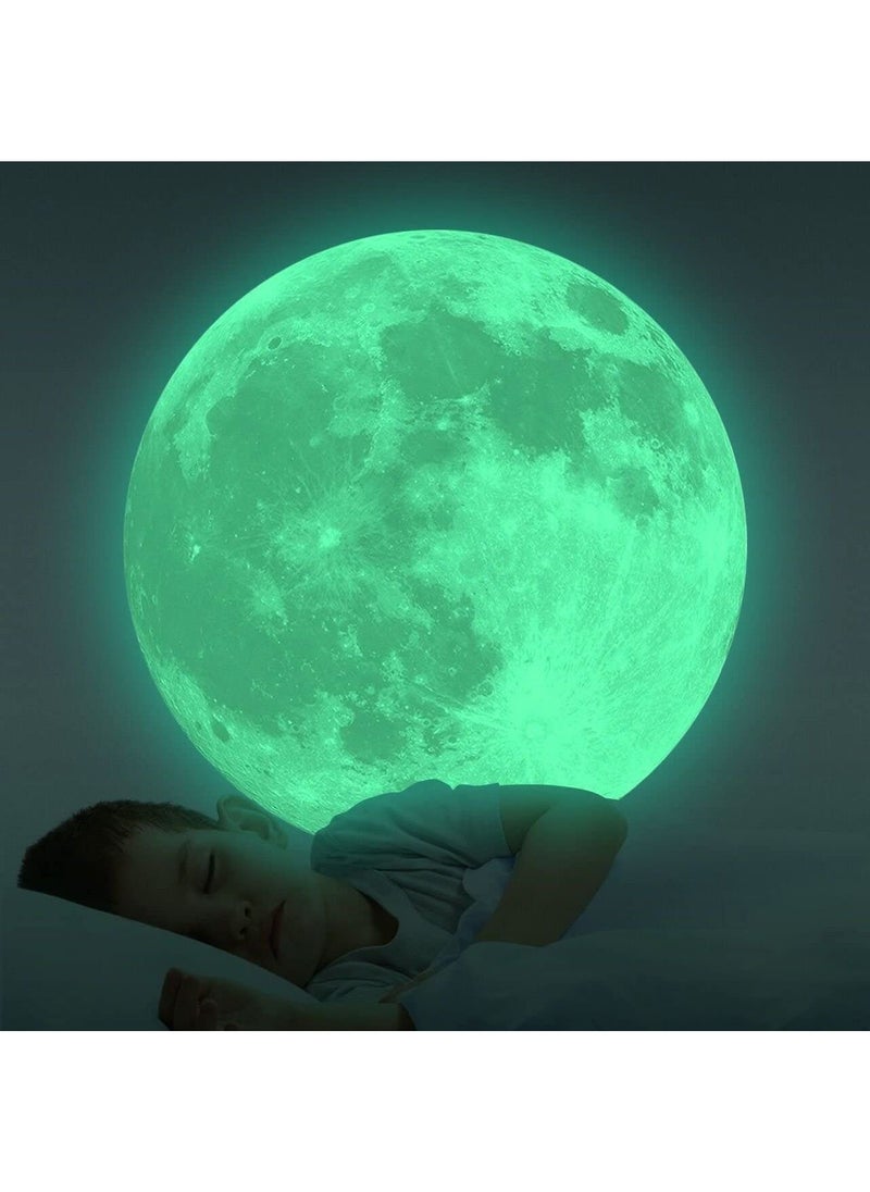 Rubik Glow in The Dark Moon Decals Sticker, 30cm Night Light Glowing Luminous Wall Art Stickers Perfect Ceiling or Wall Décor for Kids Boy and Girl Bedroom (Green)  - Image 1