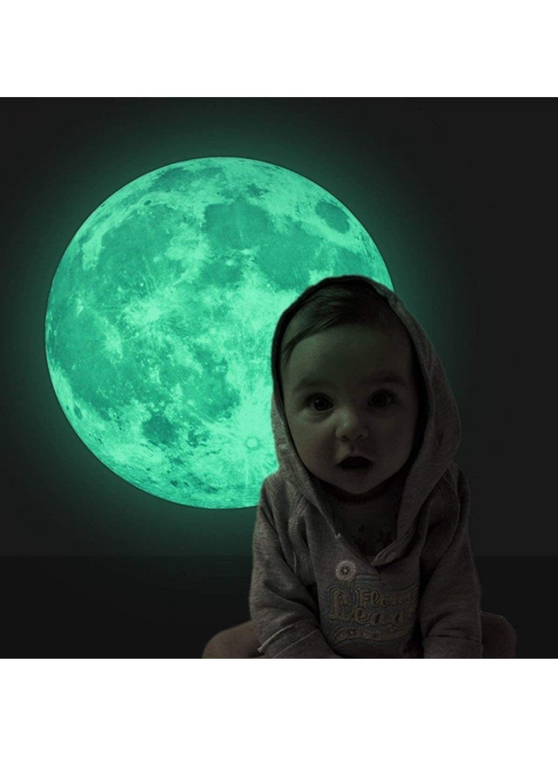 Rubik Glow in The Dark Moon Decals Sticker, 30cm Night Light Glowing Luminous Wall Art Stickers Perfect Ceiling or Wall Décor for Kids Boy and Girl Bedroom (Green)  - Image 3