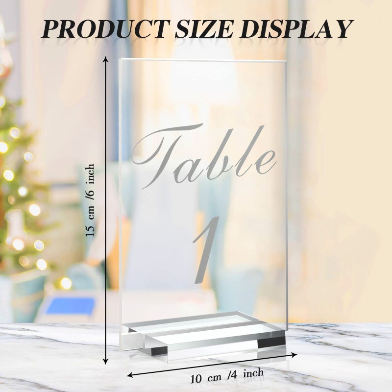 Yulejo 20 Pieces Wedding Table Numbers Acrylic Table Number Holder Wedding Numbers 4 x 6 Inches Clear Acrylic Table Numbers with 20 Pieces Display Stand Table Number Signs for Wedding Reception (1-20 Print) - Image 2