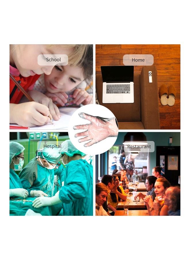 Pack Of 100 Disposable Plastic Gloves Clear 26x2x16cm - Image 4