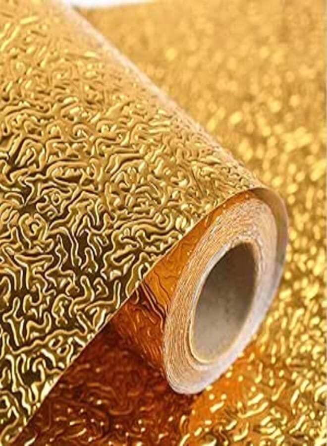 DVH Kitchen Sheets for Shelves Waterproof Cupboard mats roll for Wardrobe Anti Slip mat for Kitchen Cabinet Shelf Liners Sheet roll Anti Slip mats for Floor Platform Fridge (Golden foil Paper)