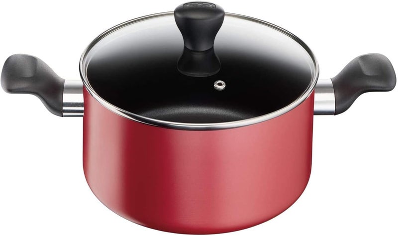 T-fal TEFAL Cookware Set of 9 PCs |Super Cook| Frypan 24 cm/Wokpan 28 cm/Stewpots 22/24 cm+lids/Spoon/Slotted Spoon/Slotted Spatula| Aluminium Non-Stick with Thermo Signal| Red | 2 Years Warranty B460S984 - Image 2
