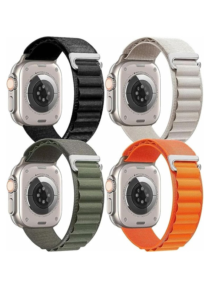 Generic - (Pack of 4) Alpine Loop Band for Apple Watch Ultra 1/2 49mm 46mm 45mm 44mm 42mm, Nylon Woven Sport Strap Compatible with iwatch Series 10 9 8 7 6 5 4 3 2 1 SE - Image 1
