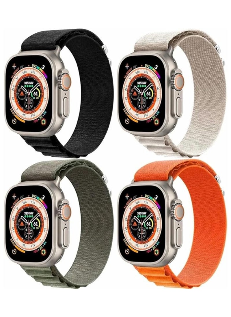 Generic - (Pack of 4) Alpine Loop Band for Apple Watch Ultra 1/2 49mm 46mm 45mm 44mm 42mm, Nylon Woven Sport Strap Compatible with iwatch Series 10 9 8 7 6 5 4 3 2 1 SE - Image 1