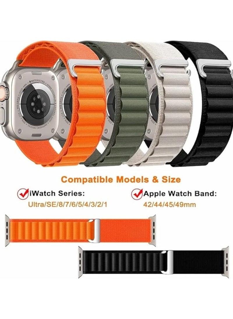 Generic - (Pack of 4) Alpine Loop Band for Apple Watch Ultra 1/2 49mm 46mm 45mm 44mm 42mm, Nylon Woven Sport Strap Compatible with iwatch Series 10 9 8 7 6 5 4 3 2 1 SE - Image 1