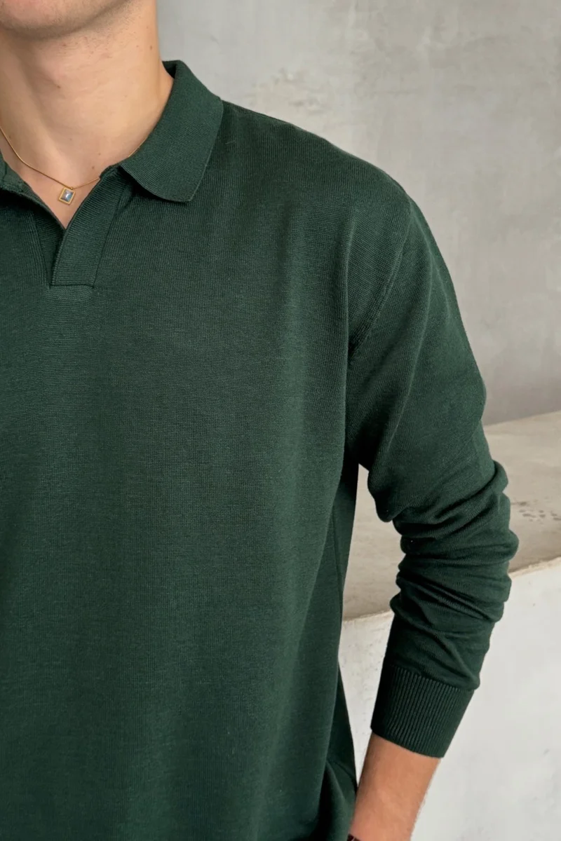 HYMAN Men's Cotton Polo Collar Oversize Knitwear Sweater