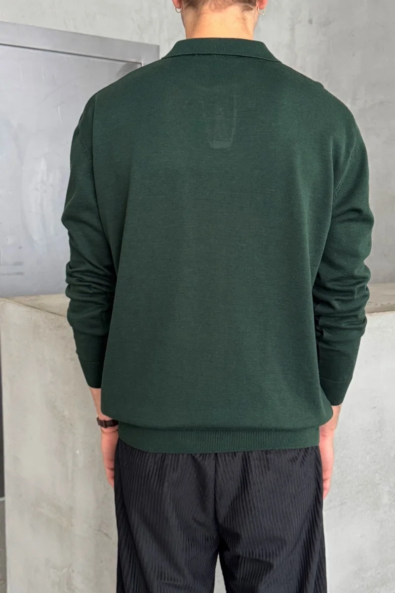 HYMAN Men's Cotton Polo Collar Oversize Knitwear Sweater
