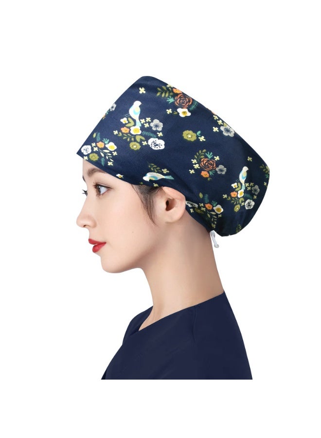 NIBEMINENT Women's Long Hair Nursing Cap Cotton Adjustable Medical Hospital Surgical Cap Unisex Anesthesiologist Nurse Working Scrub Caps