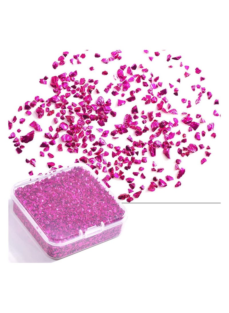 SYOSI 80G Crushed Glass Stone Resin Filling for DIY Epoxy Resin Mould Irregular Crystal Nail Art Decoration Jewelry Making Rose Red - Image 1