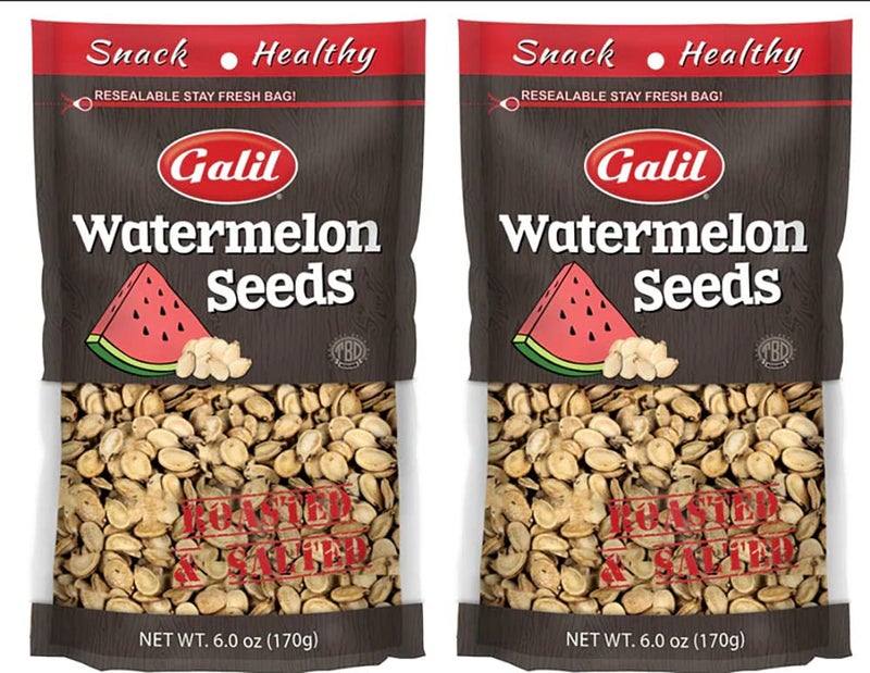 Galil Watermelon Seeds for Eating Unshelled Seeds Roasted Salted Watermelon Seeds 6 Ounce Kosher Halal Pack of 2 - Image 2