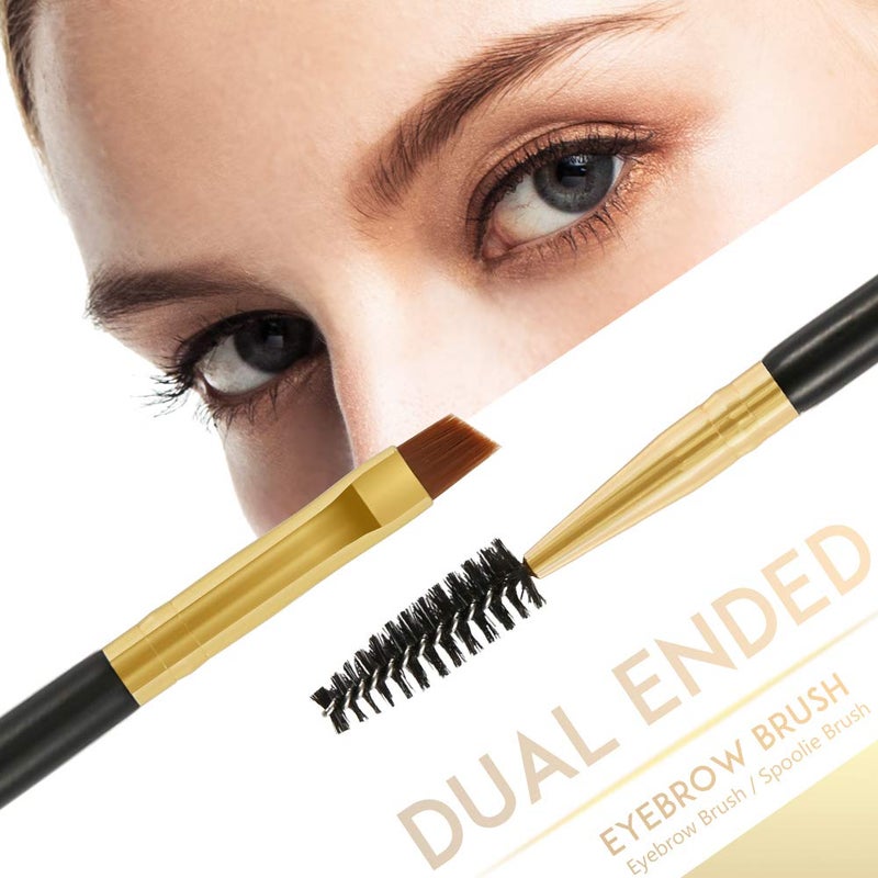 Docolor Eyebrow Brush Duo, Professional Angled Eye Brow Brush and Spoolie Brushes Perfect for Lining and Shaping Brows, Spoolie for Brows or Lashes Black - Image 2