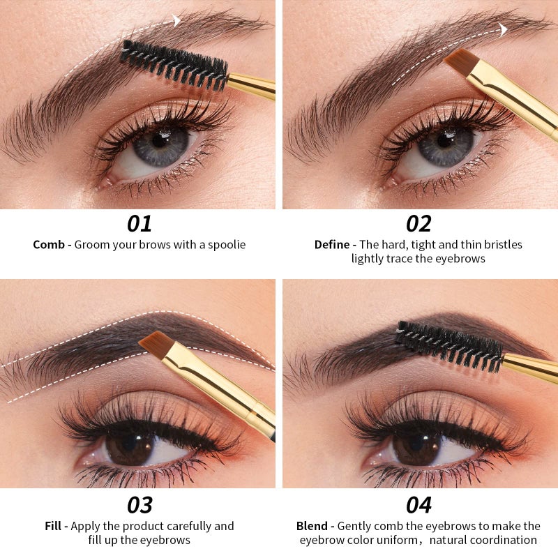 Docolor Eyebrow Brush Duo, Professional Angled Eye Brow Brush and Spoolie Brushes Perfect for Lining and Shaping Brows, Spoolie for Brows or Lashes Black - Image 5