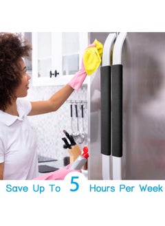 Generic Miss.Silk Refrigerator Door Handle Covers, Set Of 5, Keep Your Kitchen Appliance Clean From Smudges, Drips, Food Stains, Oil, Handmade Decor Protector For Fridge, Ovens, Dishwashers (Black)  - Image 3