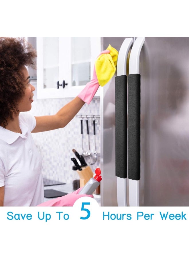 Generic Miss.Silk Refrigerator Door Handle Covers, Set Of 5, Keep Your Kitchen Appliance Clean From Smudges, Drips, Food Stains, Oil, Handmade Decor Protector For Fridge, Ovens, Dishwashers (Black)  - Image 3